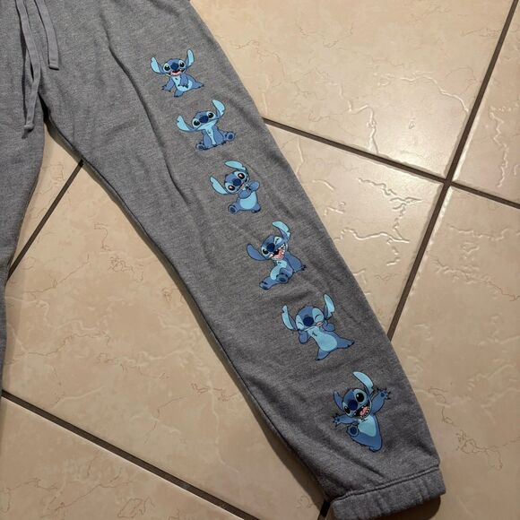 Disney women Gray Jogging Pants Lilo & Stitch Pockets Adjustable Comfy Size M - Picture 2 of 6